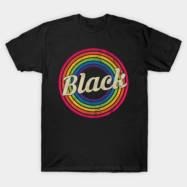 Black - Retro Rainbow Faded-Style T-Shirt by MaydenArt